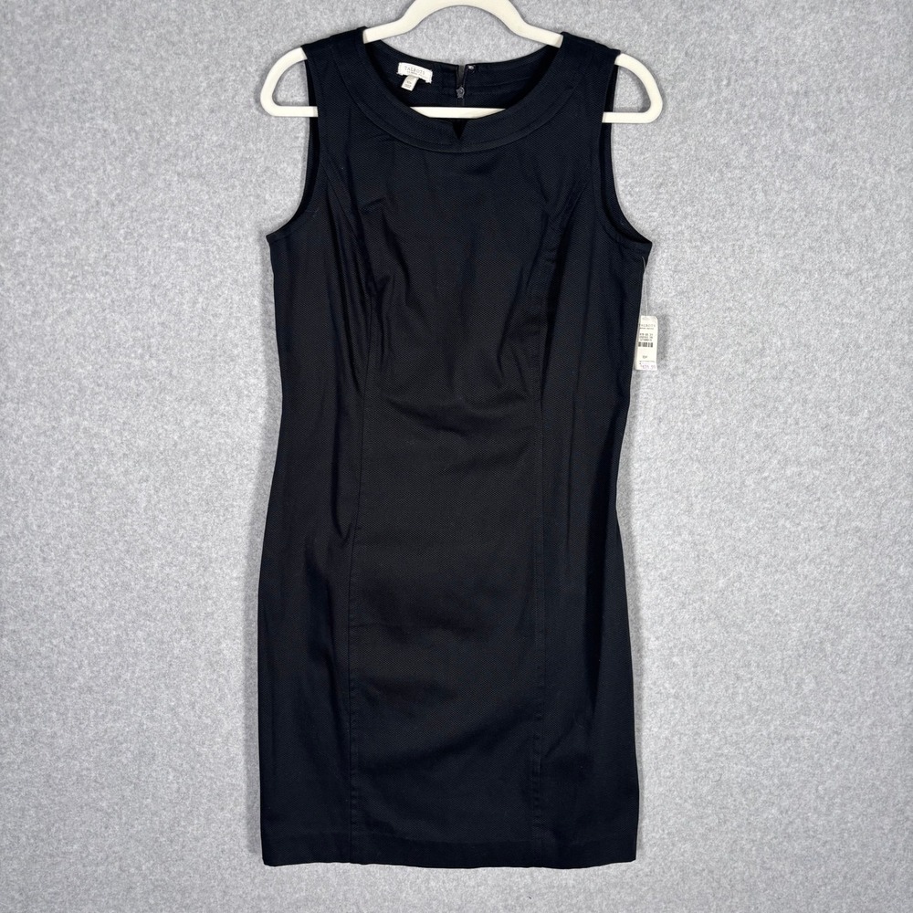 NEW $90 Talbots‎ Sheath Dress 10P Black Textured Cotton Pique Career Minimalist